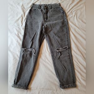 Lee Vintage Jeans, Fits sz28, Faded Black High Waisted Busted Knee Relaxed Fit